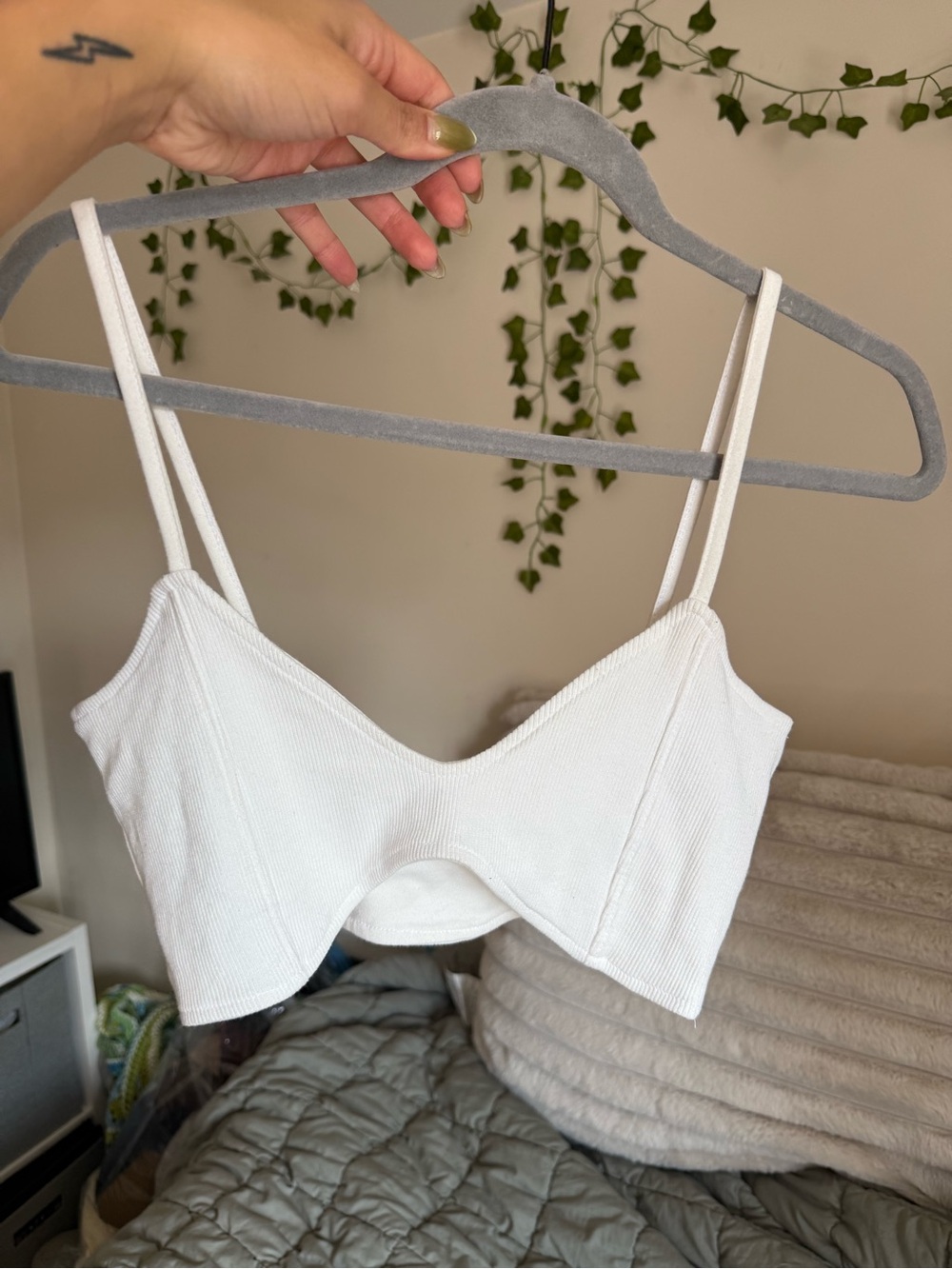 Missguided White Ribbed Cutout Crop Top